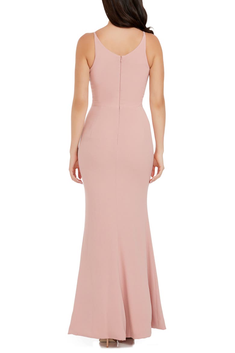 Iris Slit Crepe Gown, Alternate, color, BLUSH