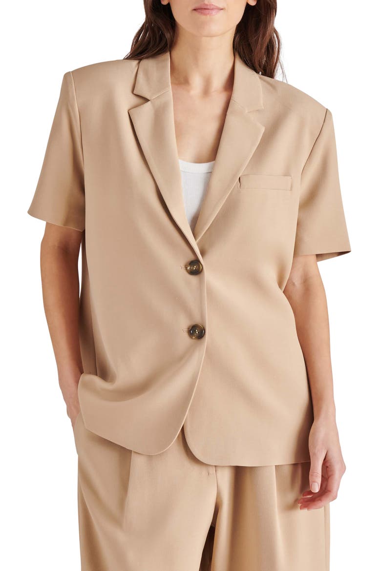 Tiara Short Sleeve Blazer, Main, color, KHAKI
