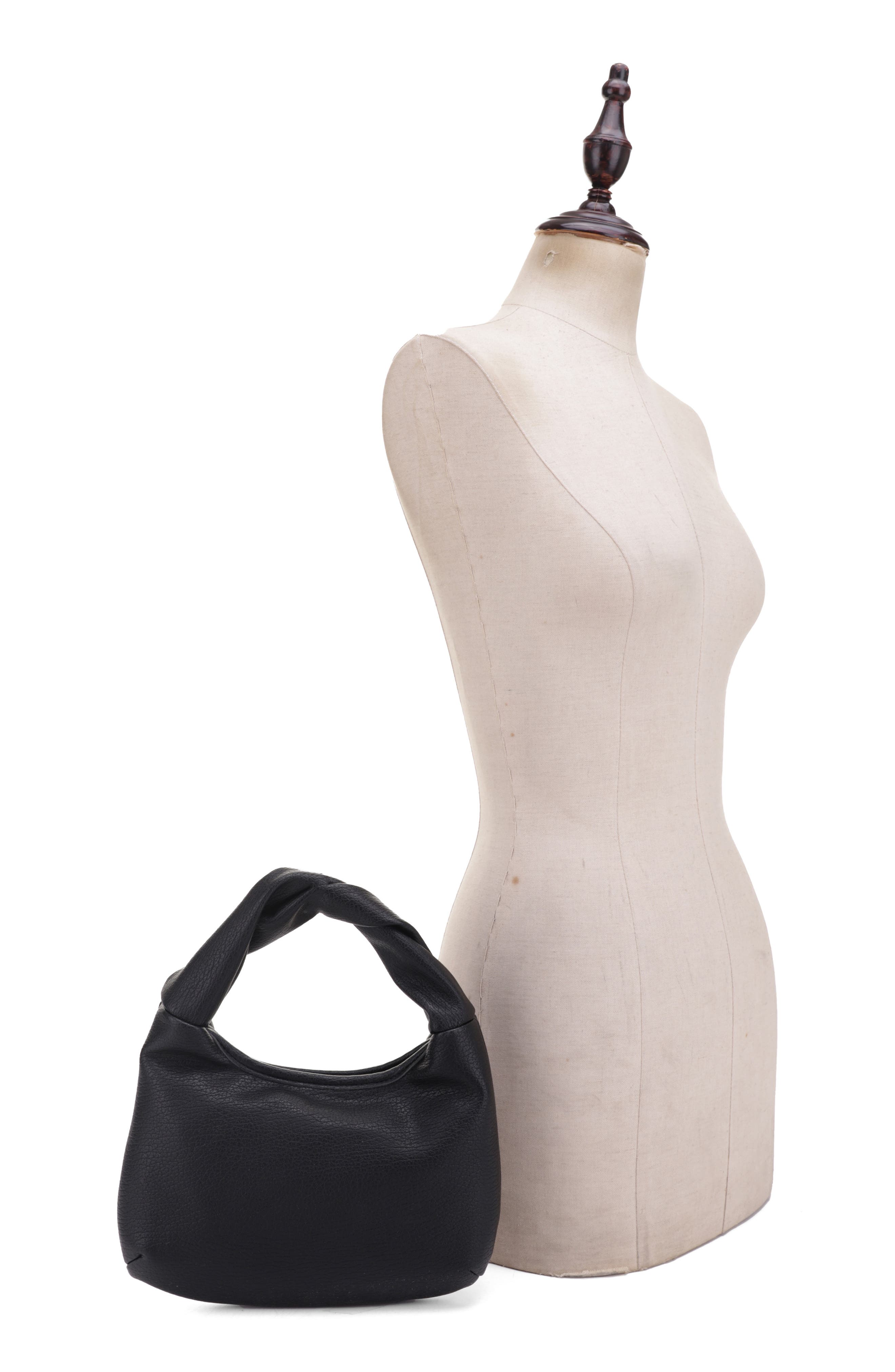 Libby Twist Recycled Vegan Leather Hobo Bag, Alternate, color, BLACK