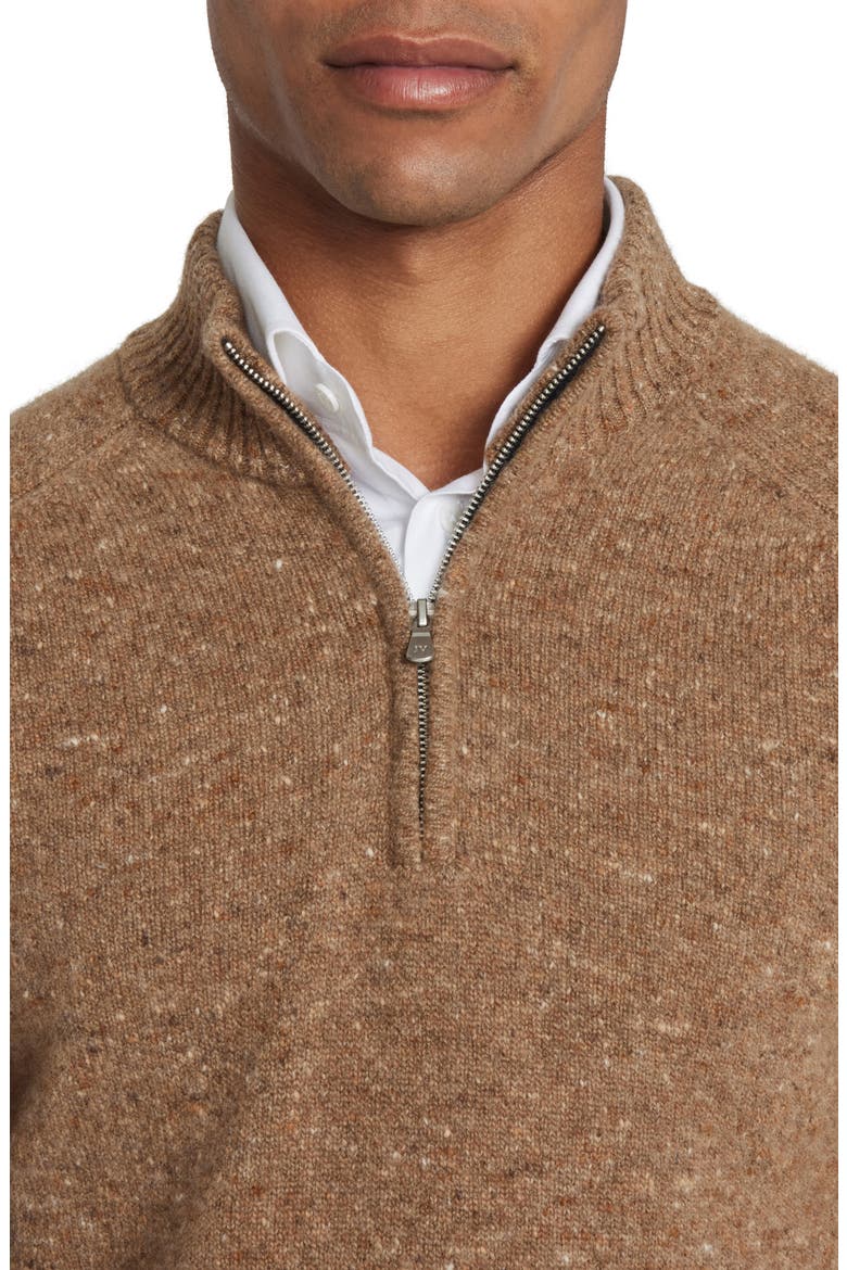 Canora Lambswool Blend Half Zip Pullover, Alternate, color, CAMEL