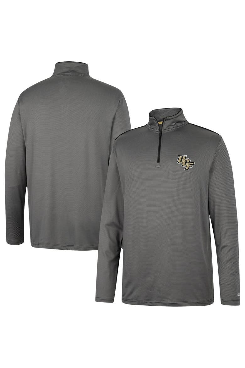 Men's Colosseum Charcoal UCF Knights Logo Quarter-Zip Windshirt, Alternate, color, Charcoal