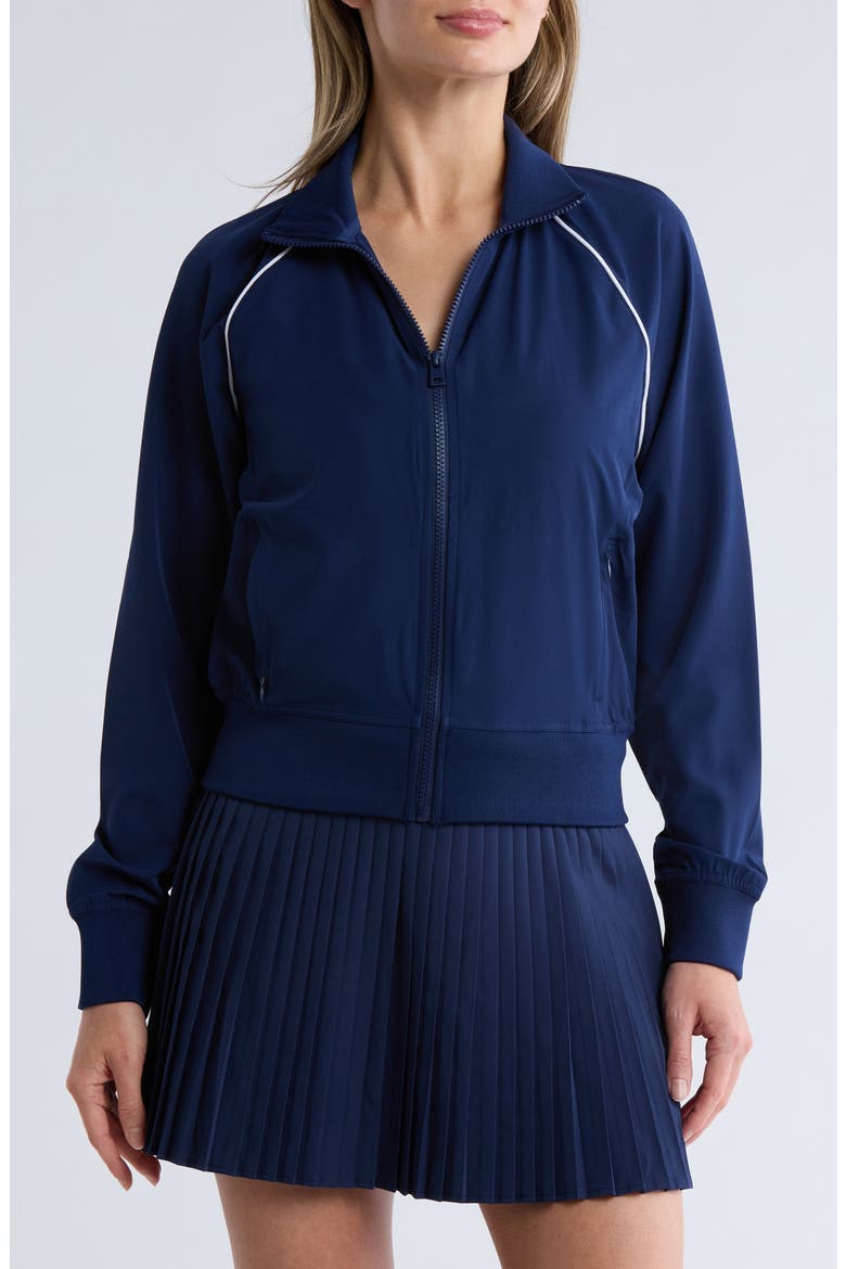 Lightstreme Mystic Crop Bomber Jacket, Main, color, NAVAL ACADEMY/WHITE