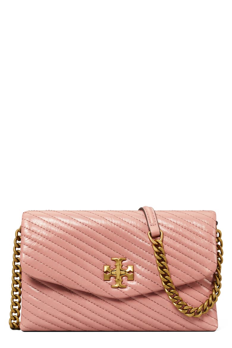 Kira Moto Quilted Wallet on a Chain, Main, color, PINK MAGNOLIA