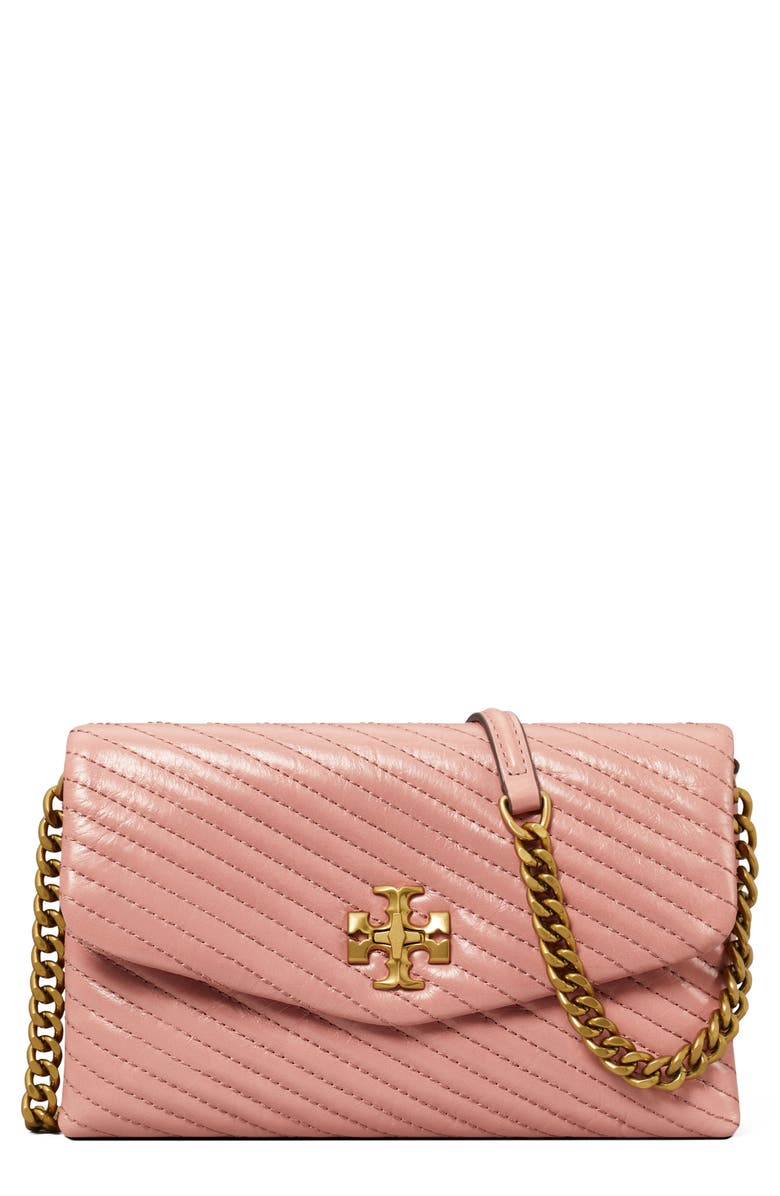 Tory Burch Kira Moto Quilted Wallet on a Chain, Main, color,