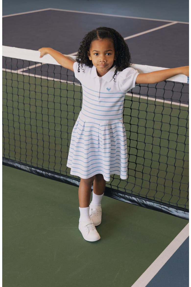 Kids' Organic Puff Sleeve Pique Polo Dress, Alternate, color, Bluebell Stripe