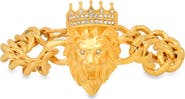 HMY JEWELRY Men's 18K Yellow Gold Plated Stainless Steel Lion Head Bracelet