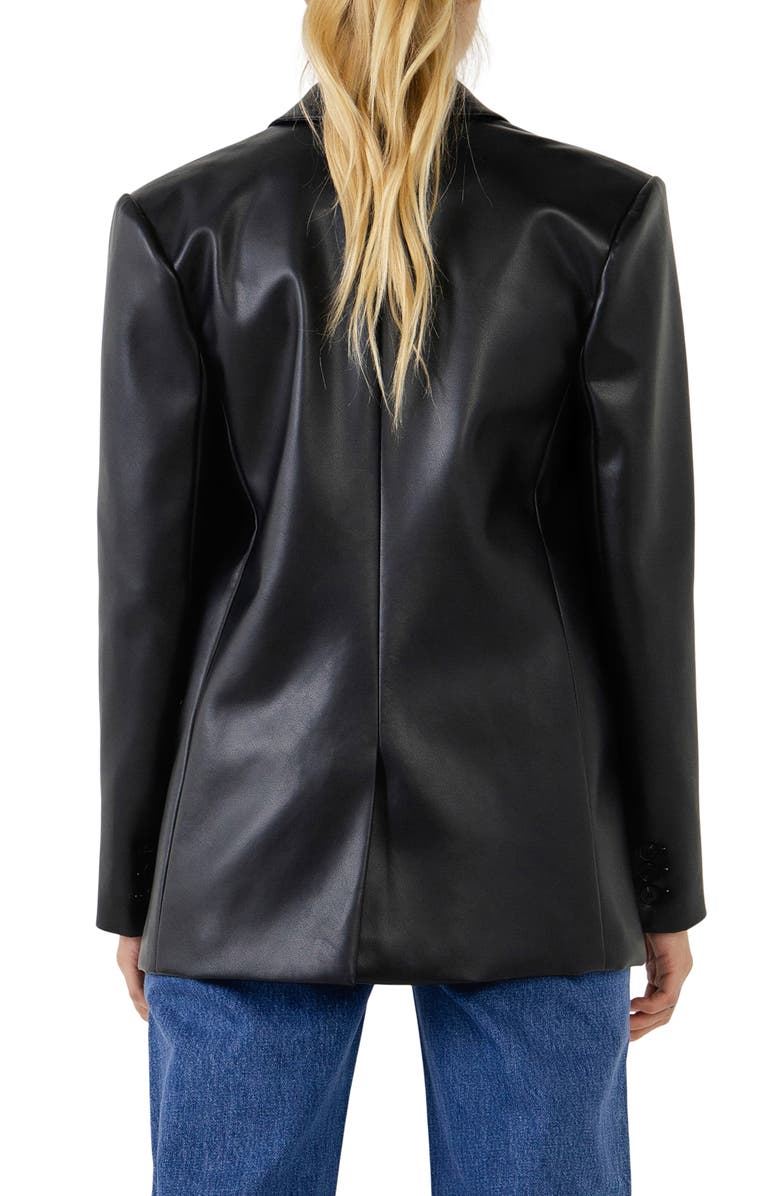 Endless Rose Oversize Faux Leather Blazer, Alternate, color, 
