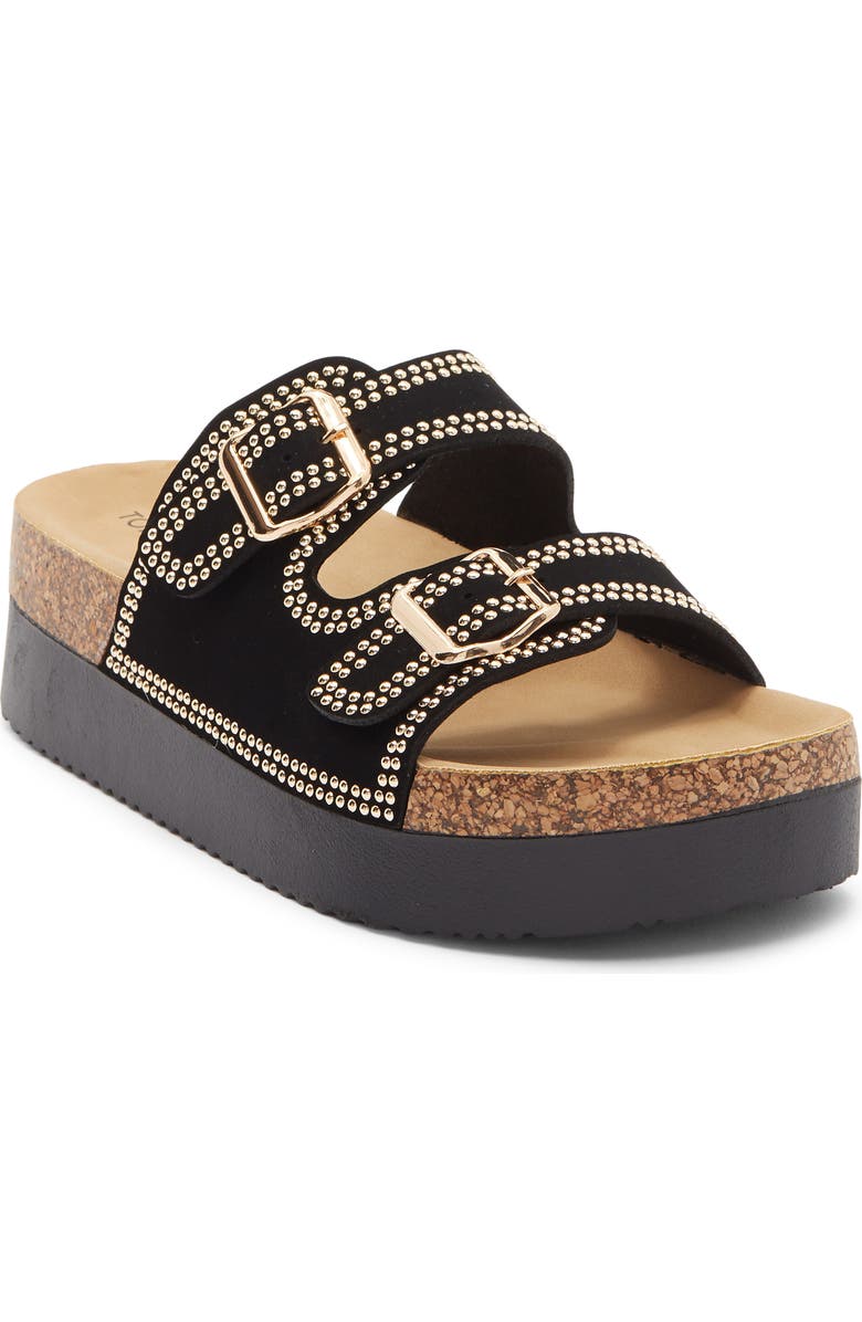 TOP MODA Avril Platform Slide Sandal, Main, color, Black Nub
