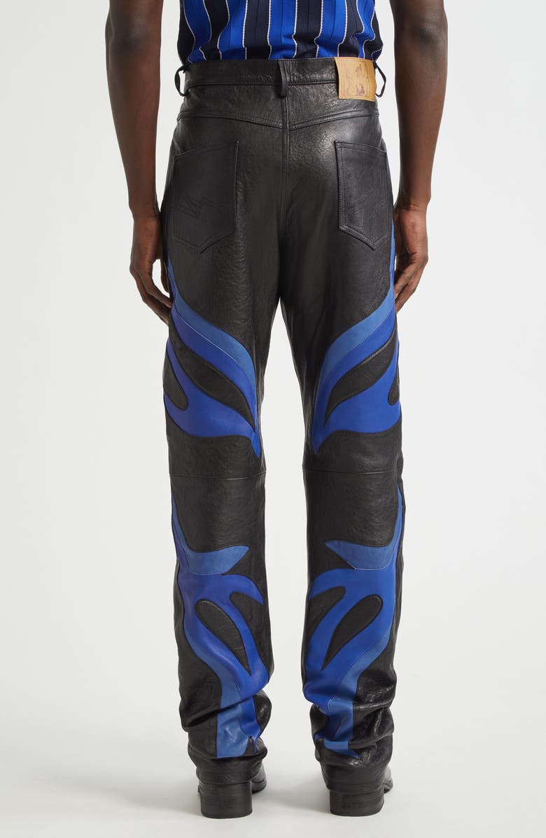 Martine Rose Appliqué Leather Trousers, Alternate, color, 