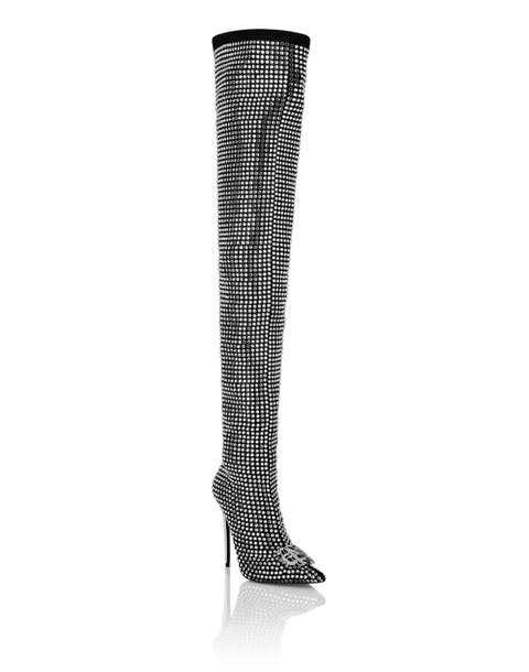 Suede Strass Boots Hi-Heels Overknees Gothic Plein Women