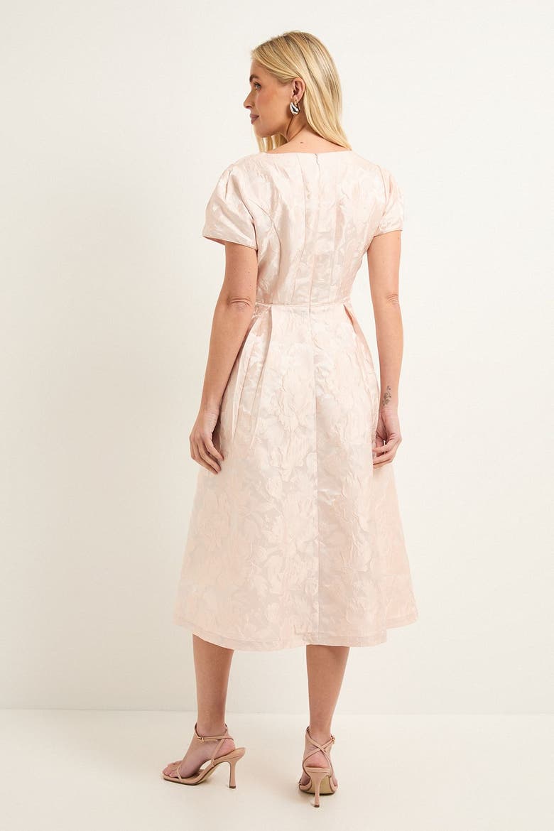 Petite Jacquard Seam Detail Midi Dress, Alternate, color, Pale Pink