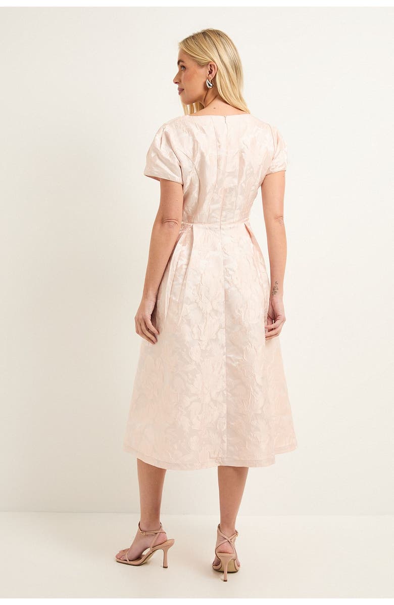Wallis Petite Jacquard Seam Detail Midi Dress, Alternate, color, Pale Pink