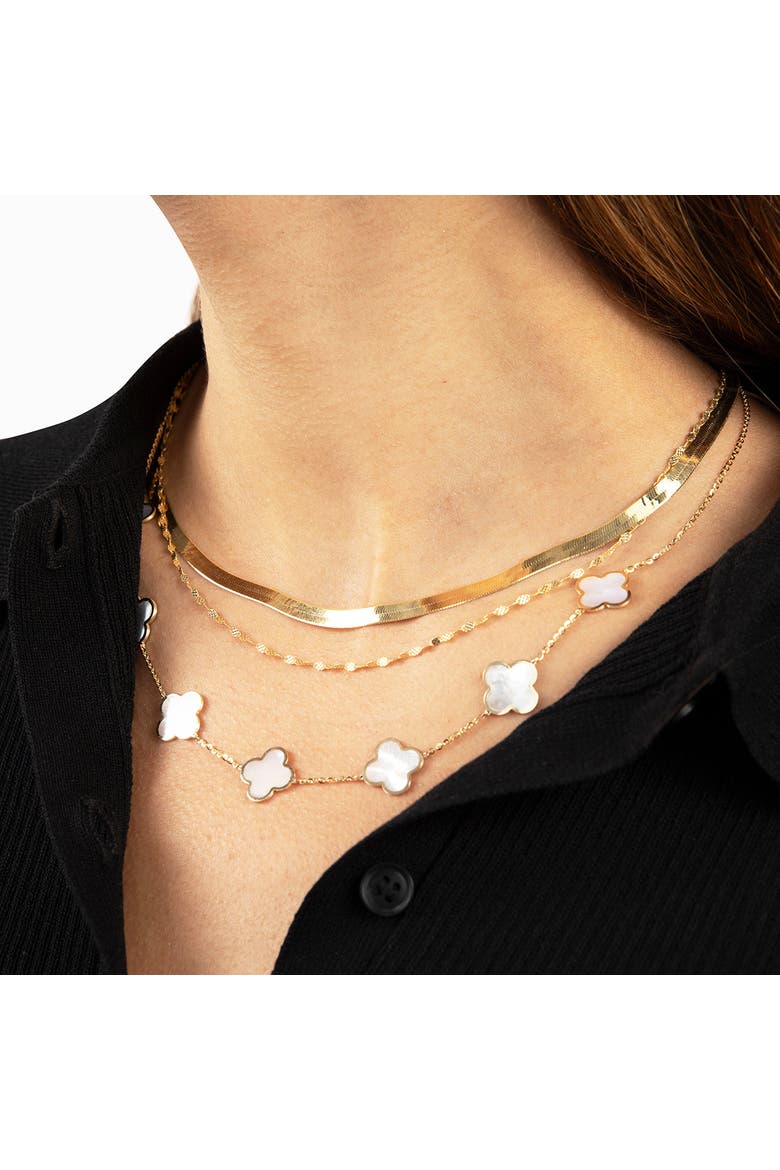 Large Mother of Pearl Clover Necklace, Alternate, color, Mother of Pearl