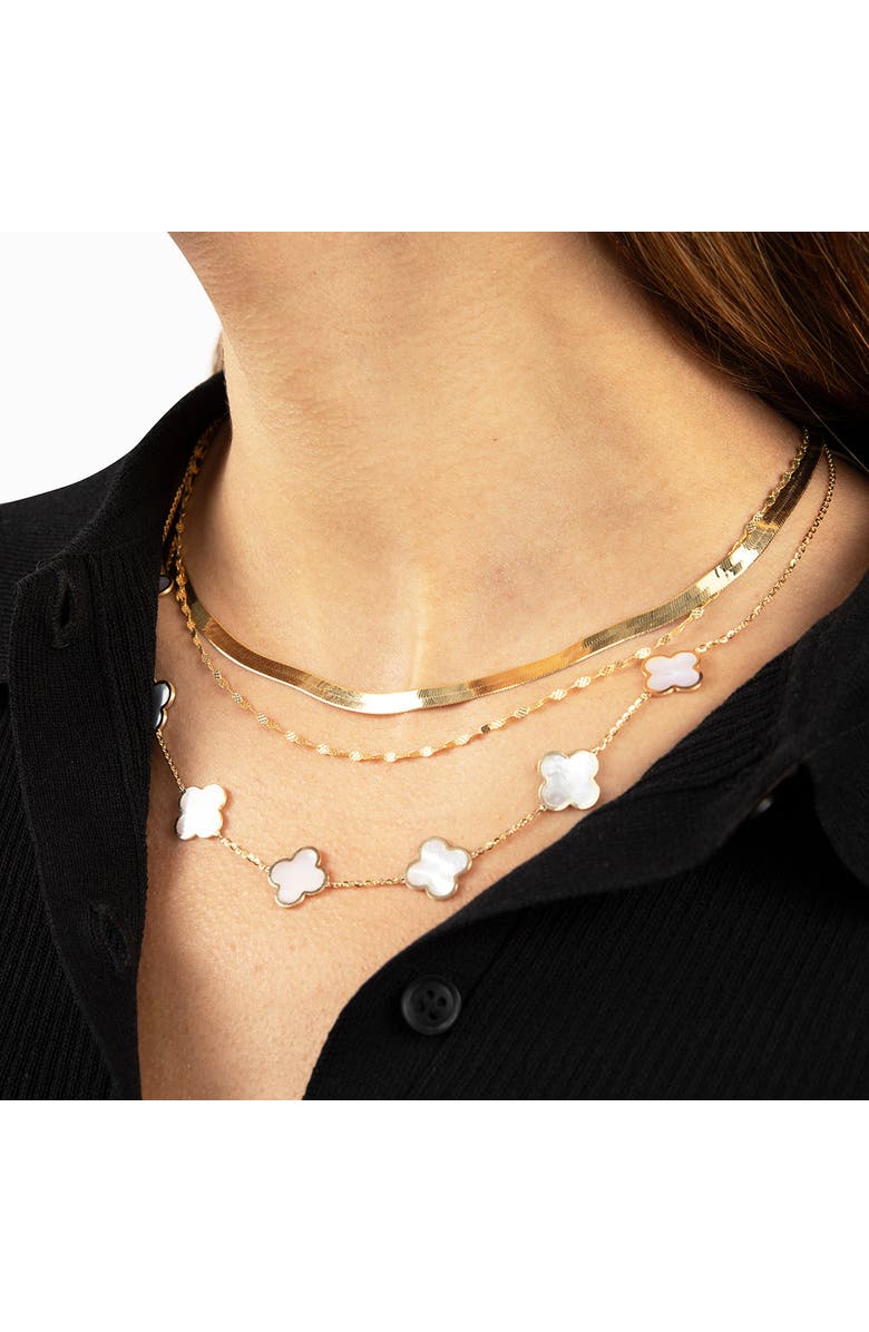 The Lovery Fine Jewelry Large Mother of Pearl Clover Necklace, Alternate, color, Mother Of Pearl