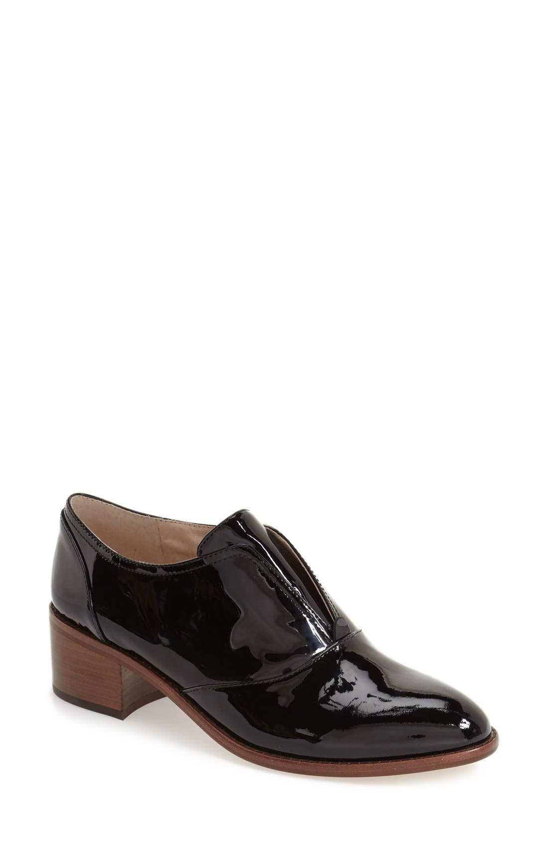 'Freyer' Laceless Oxford, Main, color, BLACK PATENT LEATHER