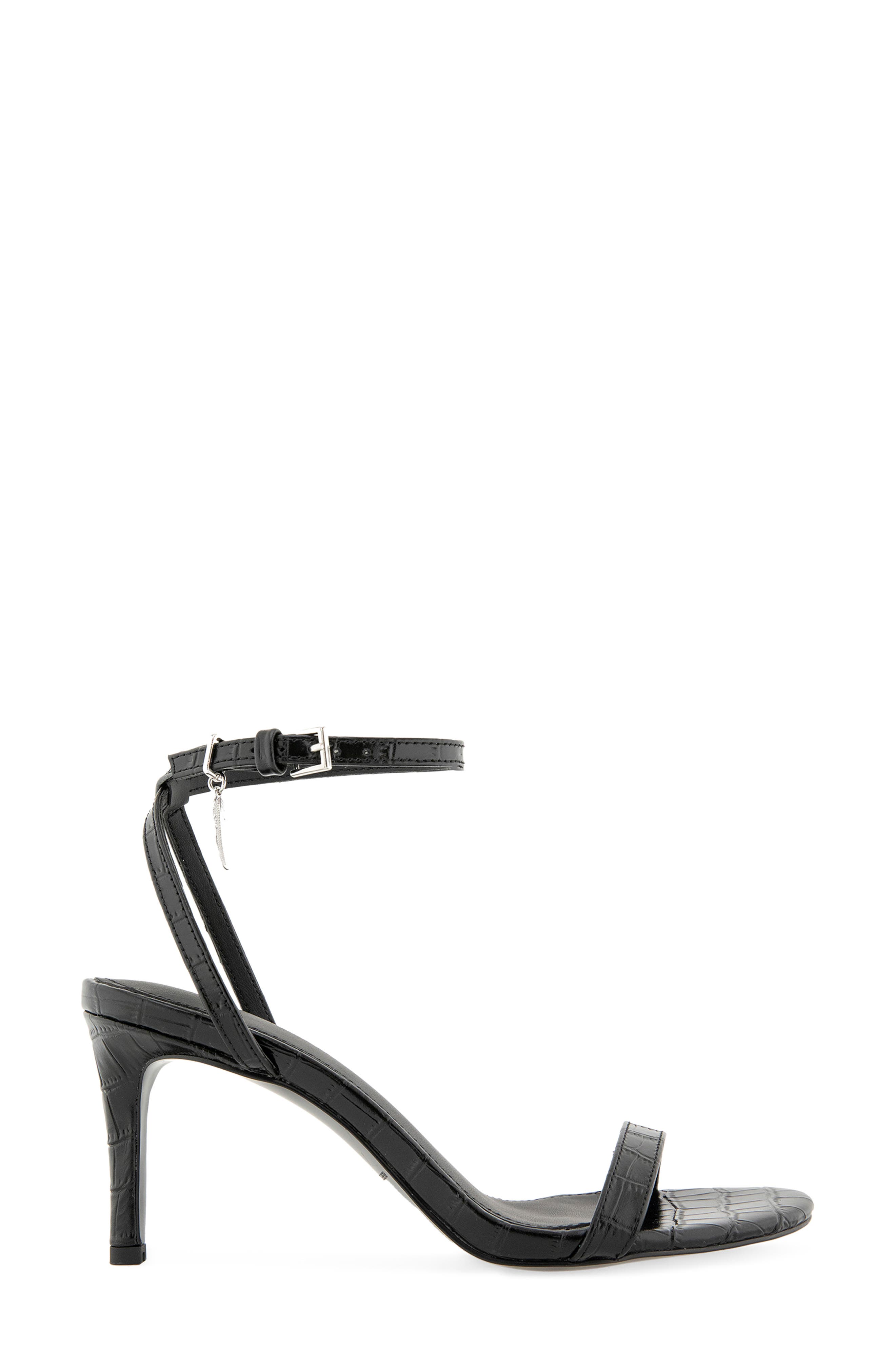 Justine Leather Ankle Strap Sandal, Alternate, color, BLACK