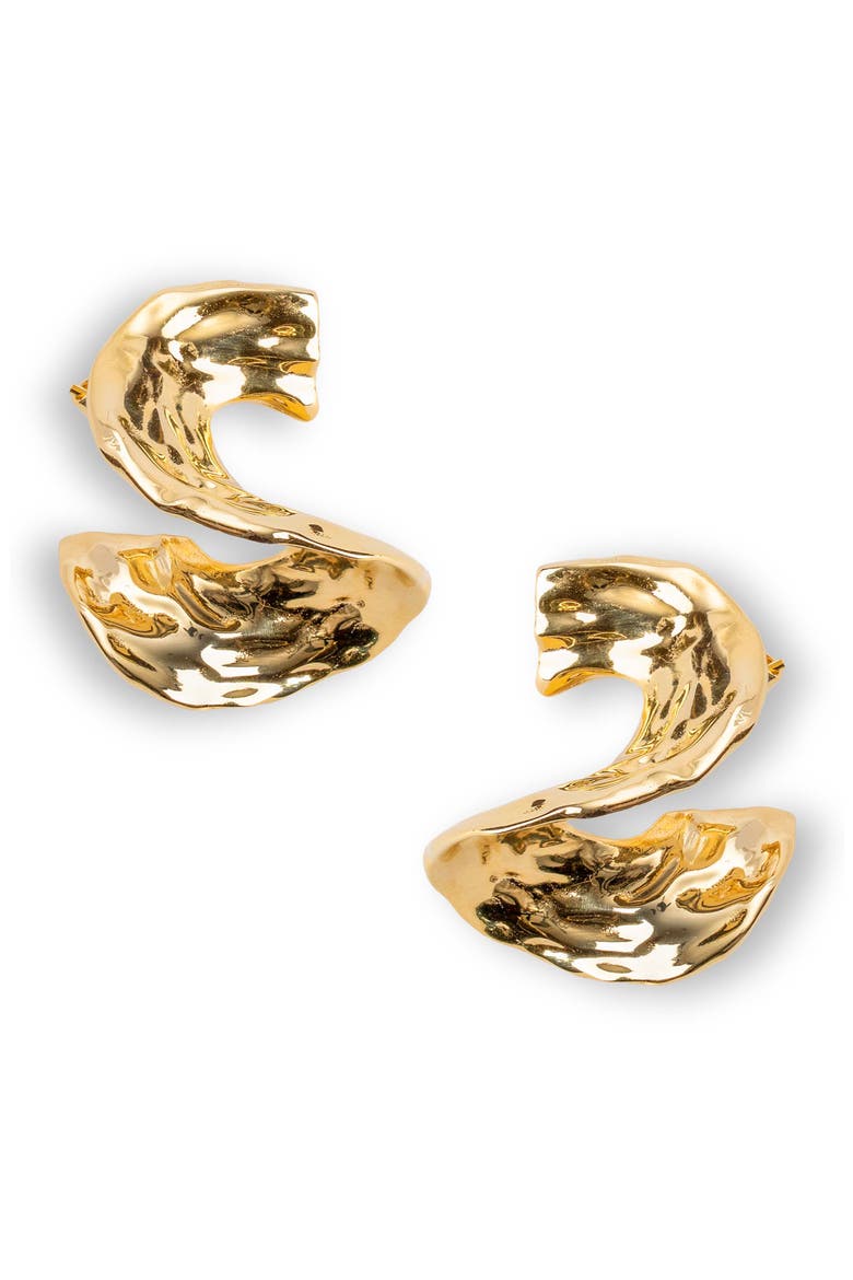 Mira Hammered Earrings, Main, color, GOLD
