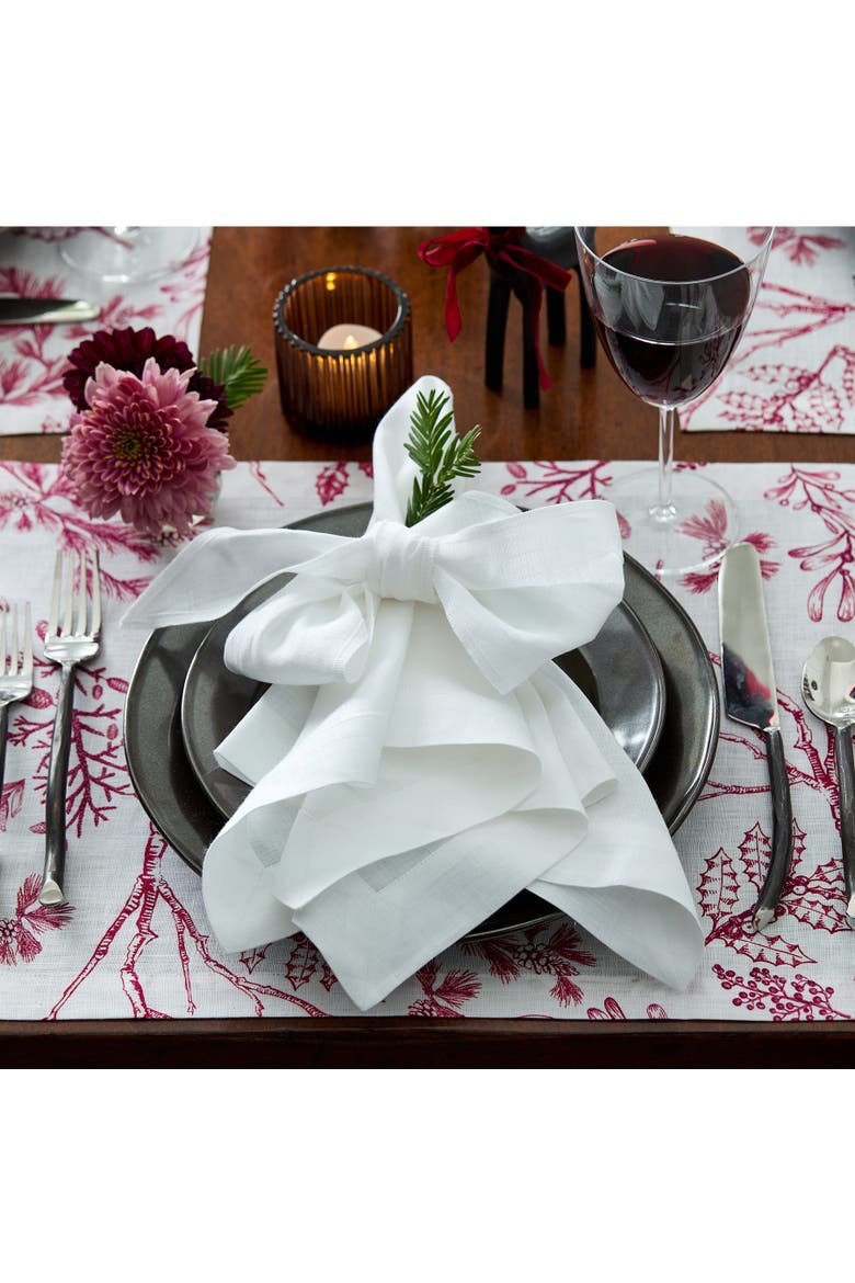Linen Dinner Napkins Set of 4, 20 x 20" - Audrey, Alternate, color, White