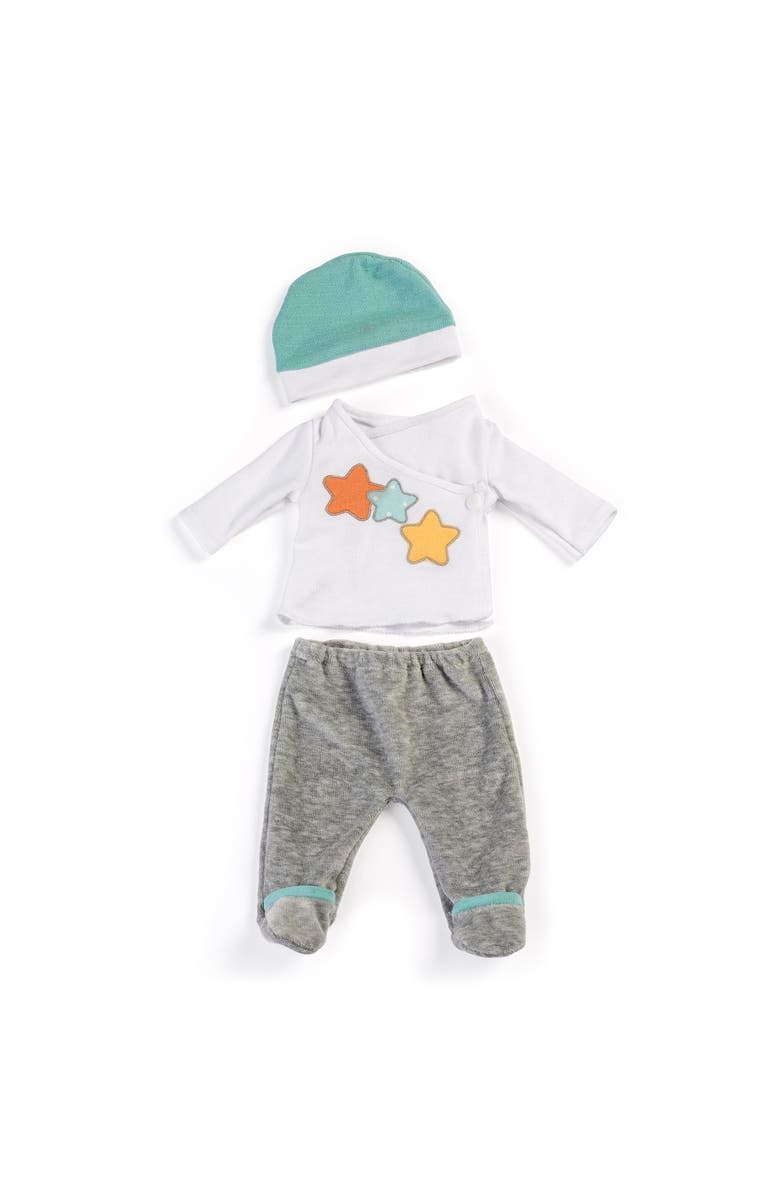 Miniland 2 Piece Grey Pajama Set Outfit for 15 3/4" Baby Doll, Main, color, Grey Multi