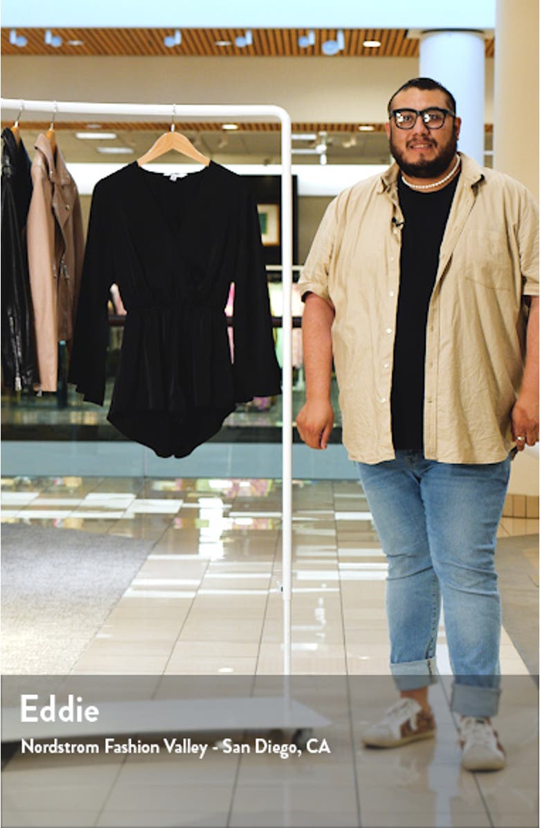 Farrah Long Sleeve Charmeuse Romper, sales video thumbnail