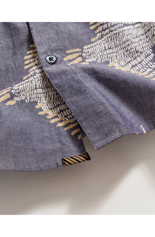 Billy Reid Wilson Pelican Swarm Print Cotton Oxford Cloth Button-up Shirt In Carbon Blue