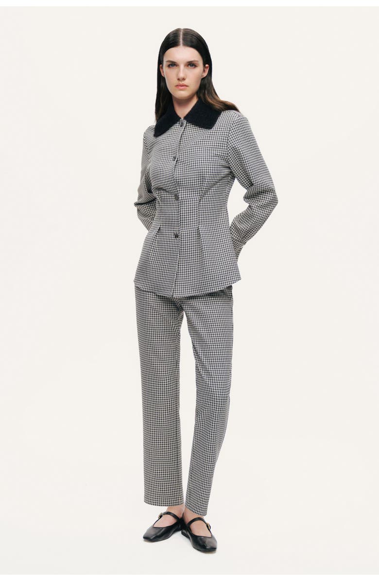 Nocturne Corset-Back Checked Sculpted Shirt, Alternate, color, Multi-Colored