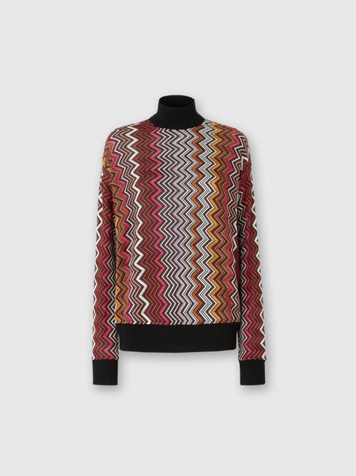 Shop Missoni High-neck Pullover In Viscose And Zigzag Wool In Multicoloured