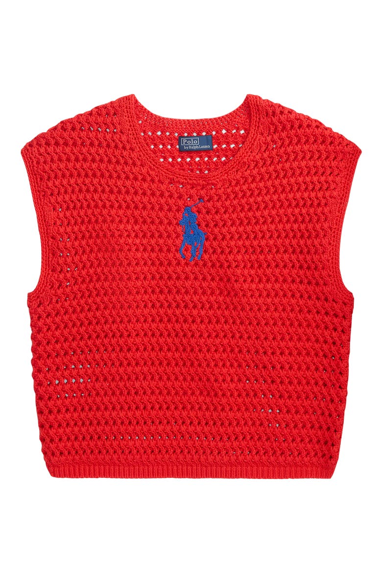 Big Pony Cotton Sweater Vest, Alternate, color, PETAL ROSE