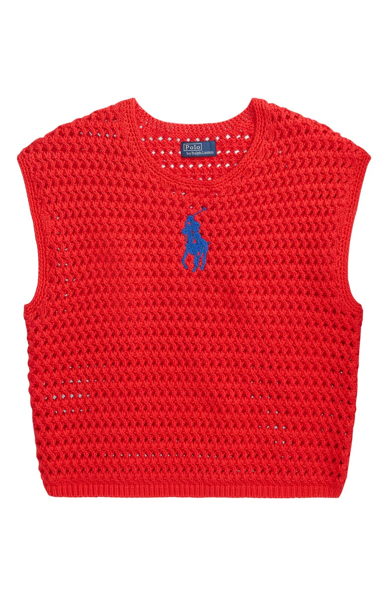 Polo Ralph Lauren Big Pony Cotton Sweater Vest, Alternate, color, Petal Rose