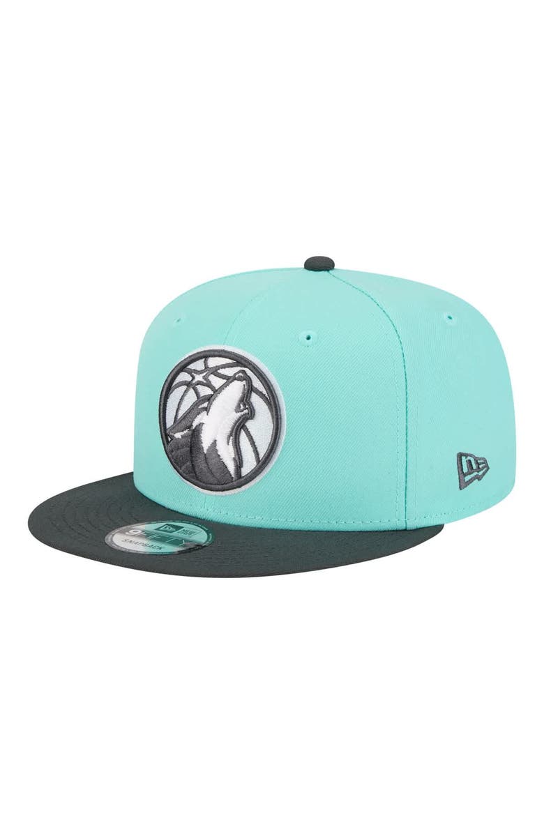 New Era Men's New Era Turquoise/Charcoal Minnesota Timberwolves Color Pack Two-Tone 9FIFTY Snapback Hat, Main, color, Turquoise