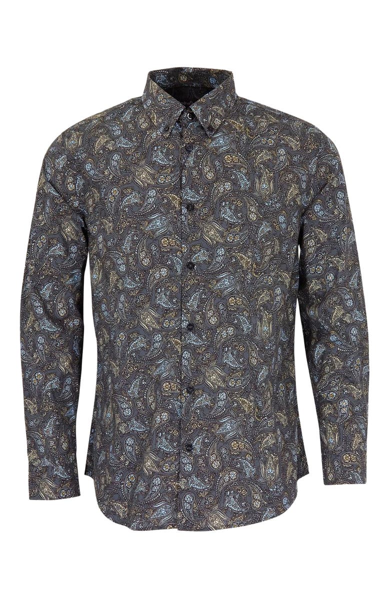 Lords of Harlech Morris Button-Up Shirt, Main, color, Madrid Paisley Smoke