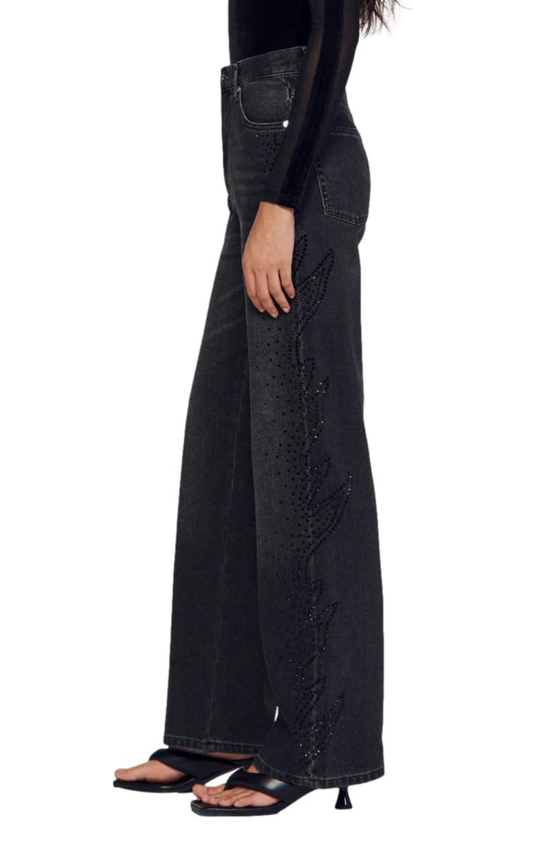SANDRO Starmania High Waist Wide Leg Jeans, Alternate, color,