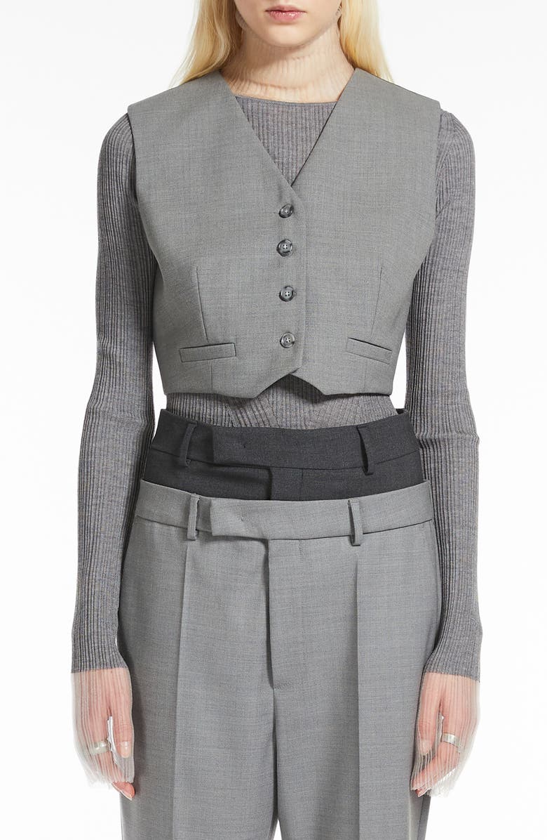 SPORTMAX Crop Mixed Media Waistcoat, Main, color,
