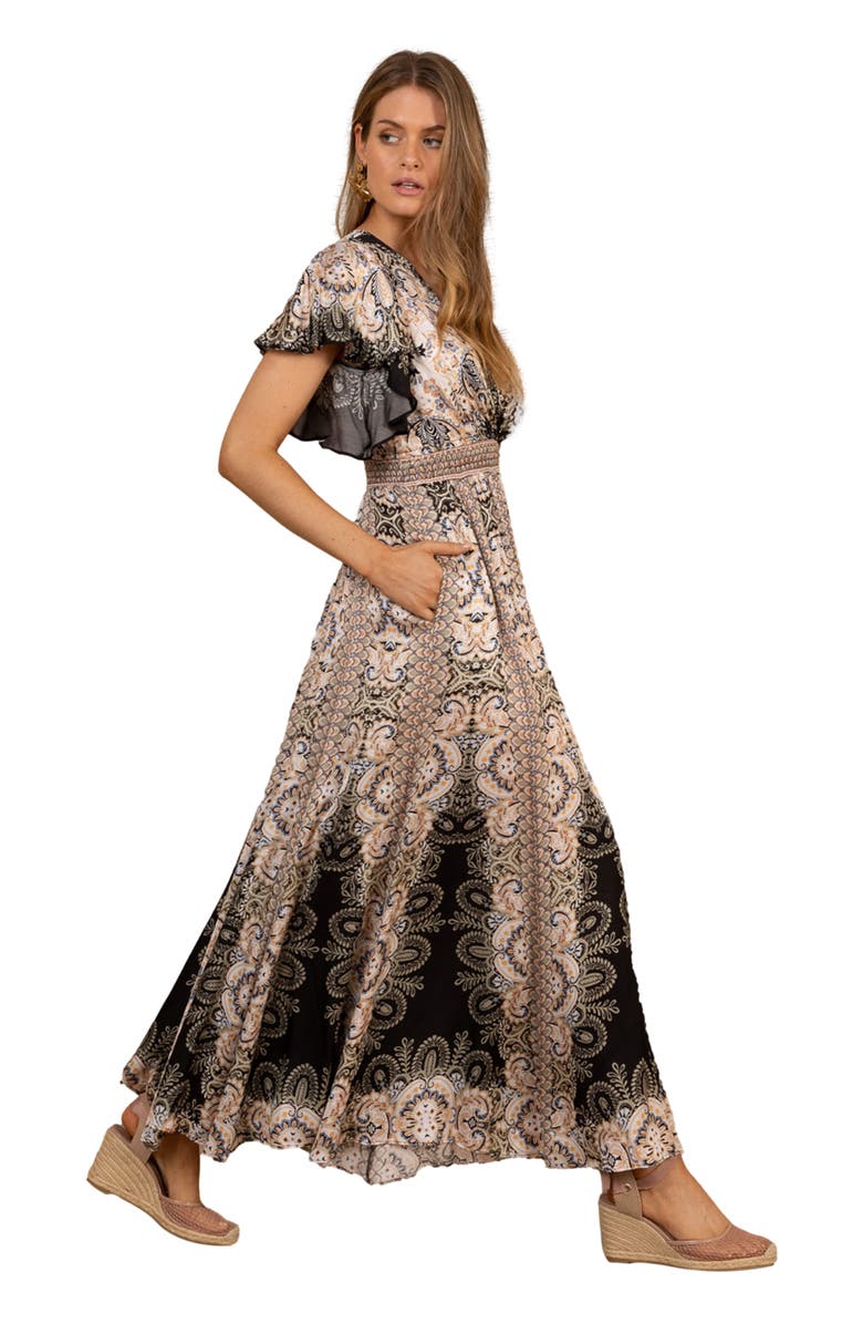 Hale Bob Sandra Charmeuse Dress, Alternate, color, Black