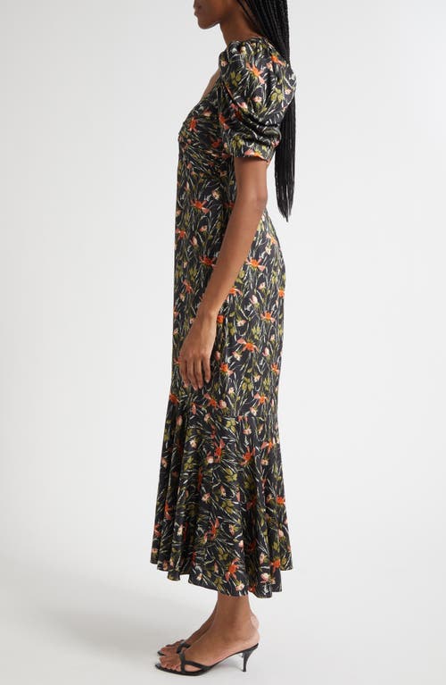 Cinq À Sept Windswept Print Puff Sleeve Maxi Dress In Multi