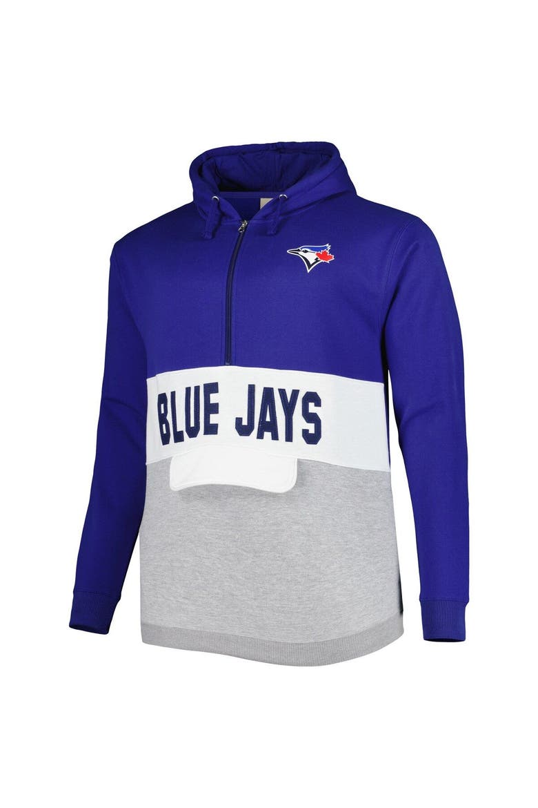 Men's Royal/White Toronto Blue Jays Big & Tall Fleece Half-Zip Hoodie, Alternate, color, Royal