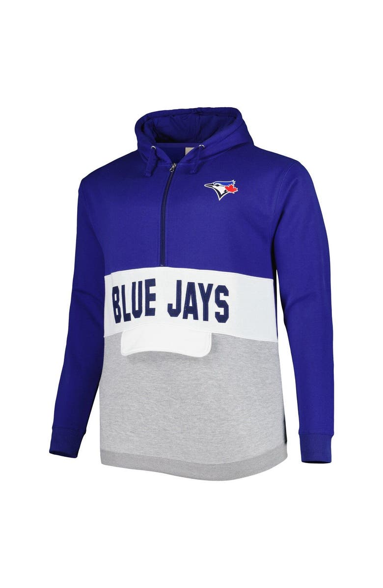 PROFILE Men's Royal/White Toronto Blue Jays Big & Tall Fleece Half-Zip Hoodie, Alternate, color, 