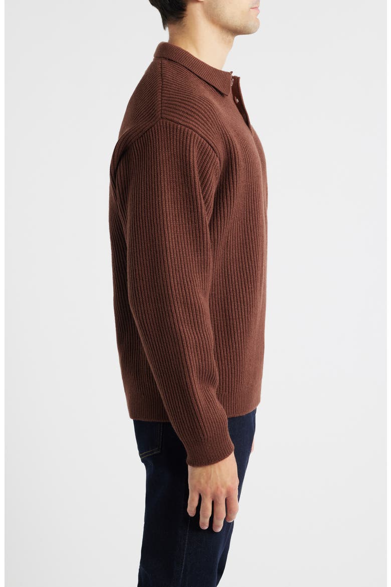 Nicolas Rib Polo Sweater, Alternate, color, BROWN