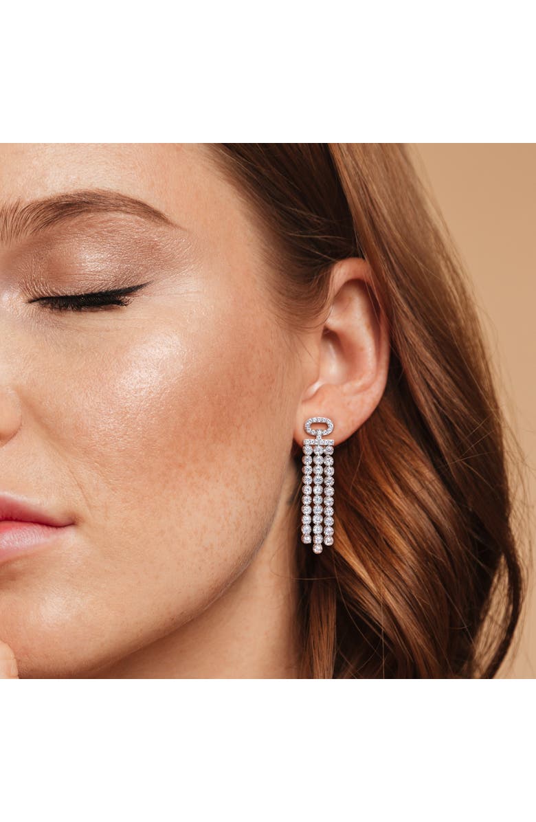 Julianna B. Lab-Created White Sapphire Dangle Earrings, Alternate, color, Sterling Silver