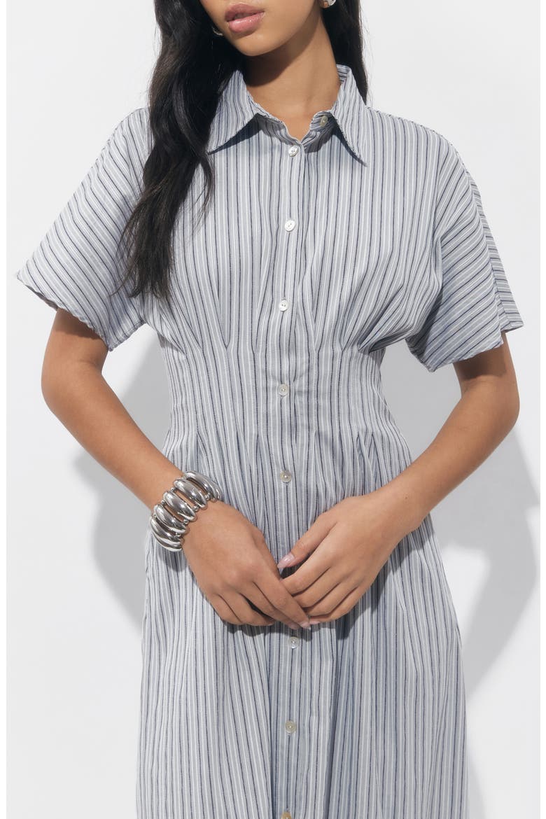 Audrey Stripe Cotton Blend Shirtdress, Alternate, color, GREY