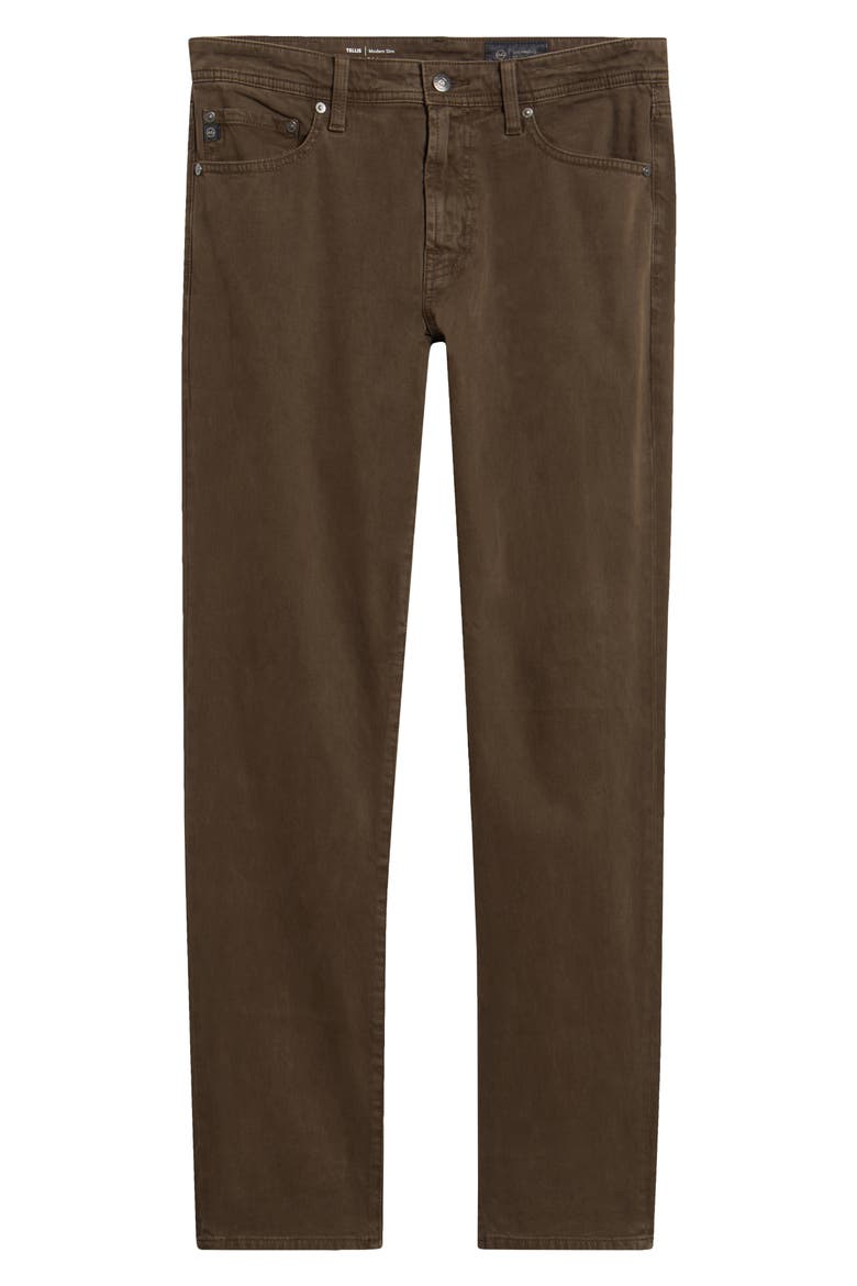 Tellis Sueded Stretch Sateen Slim Leg Pants (Nordstrom Exclusive), Main, color, SULFUR BURNT UMBER