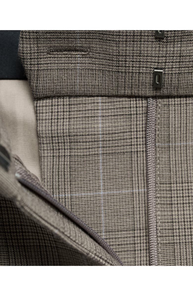 MANGO Check Wide Leg Suit Pants, Alternate, color, Medium Brown