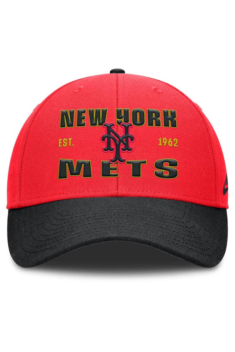 Men's Nike Crimson/Black New York Mets Neon 90s Rise Adjustable Hat, Alternate, color, Crimson