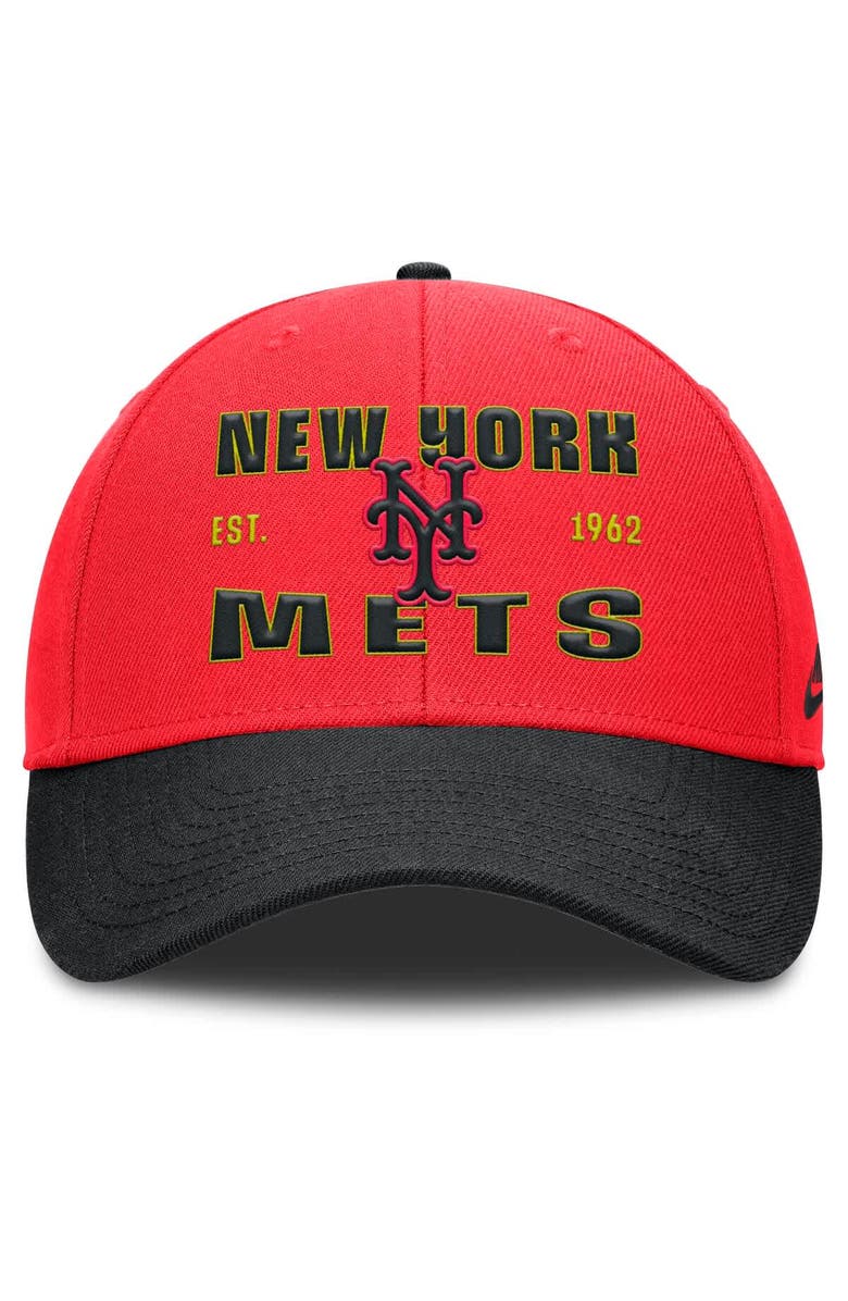Nike Men's Nike Crimson/Black New York Mets Neon 90s Rise Adjustable Hat, Alternate, color, Crimson