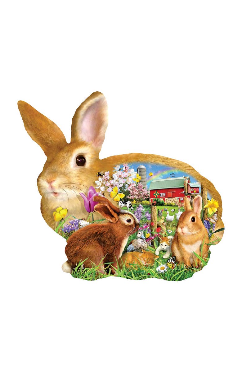 Sunsout Springtime Bunnies 1000 piece Jigsaw Puzzle for Adults Special Shape, Alternate, color, Multicolor