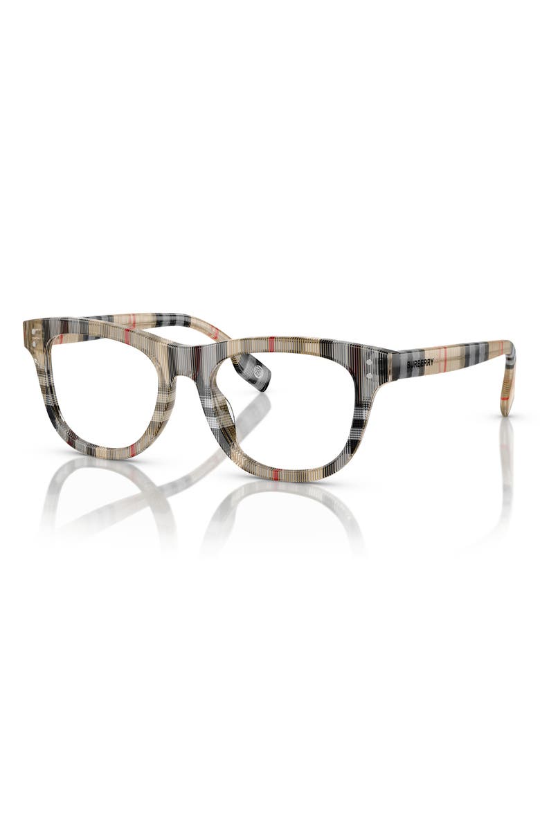 Burberry 47mm Rectangular Optical Glasses, Alternate, color, Vintage Check / Demo Lens
