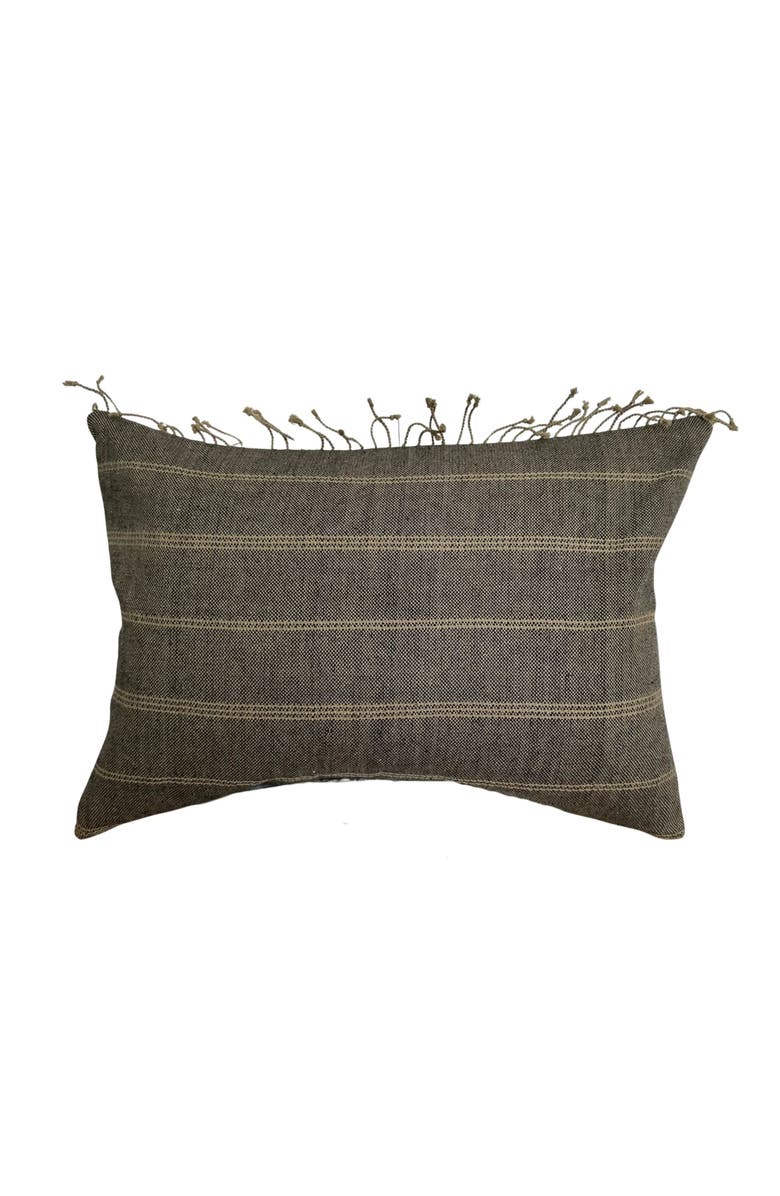Linen & James Benson Woven Charcoal Tan Stripe Pillow Cover, Alternate, color, 