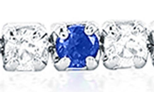 Simona Sterling Silver Round Cubic Zirconia Tennis Anklet In Blue