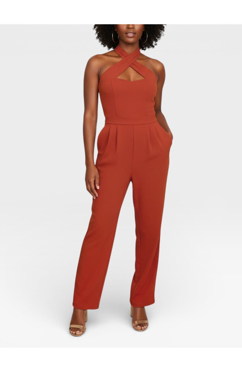 RACHEL Rachel Roy Roxie Halter  Jumpsuit, Main, color, Sienna