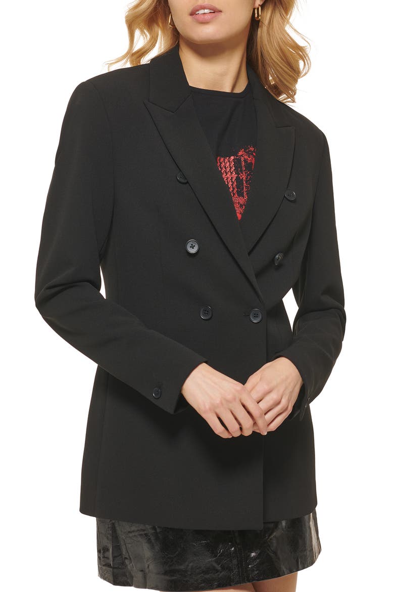 Double Breasted Blazer, Main, color, BLACK